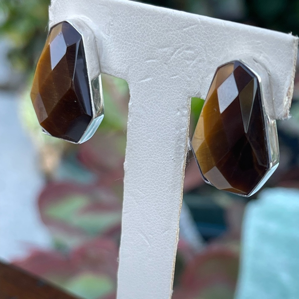 Jay King Tigers Eye Sterling Silver Cabochon earrings
